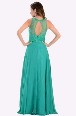 Poly USA - 7454 Sleeveless Rhinestone Lace Bodice Chiffon Gown -Boutique Wedding Dress Store poly usa 7454 sleeveless rhinestone lace bodice chiffon gown bridesmaid dresses 14186847731795