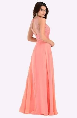 Poly USA - 7454 Sleeveless Rhinestone Lace Bodice Chiffon Gown -Boutique Wedding Dress Store poly usa 7454 sleeveless rhinestone lace bodice chiffon gown bridesmaid dresses 14186860609619