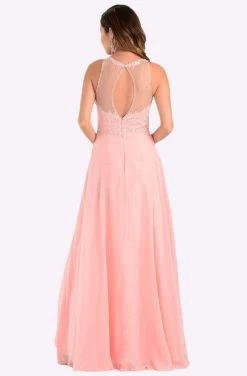 Poly USA - 7454 Sleeveless Rhinestone Lace Bodice Chiffon Gown -Boutique Wedding Dress Store poly usa 7454 sleeveless rhinestone lace bodice chiffon gown bridesmaid dresses 14186860642387