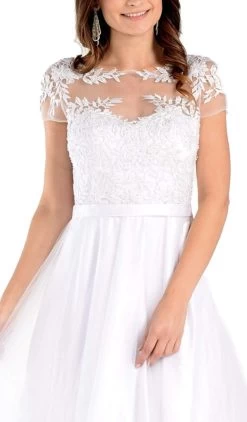 Poly USA - 7482 Embroidered Bateau Satin A-line Gown -Boutique Wedding Dress Store poly usa 7482 embroidered bateau satin a line gown wedding dresses 6146300805177