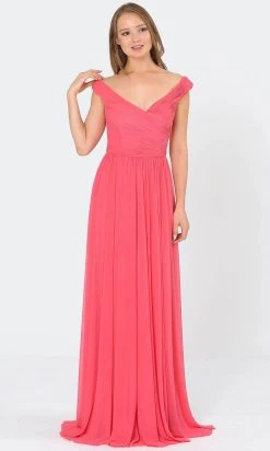 Poly USA 8398W - Sleeveless Low Cut V-neck Evening Gown