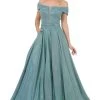 Poly USA - 8464 Off Shoulder Sparkle Glitter A-Line Gown -Boutique Wedding Dress Store poly usa 8464 off shoulder sparkle glitter a line gown bridesmaid dresses xs teal green 13414452953171