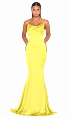 Portia And Scarlett - Dana Gown Satin Cowl Neck Gown -Boutique Wedding Dress Store portia and scarlett dana gown satin cowl neck gown special occasion dress 24 yellow 29217960034387