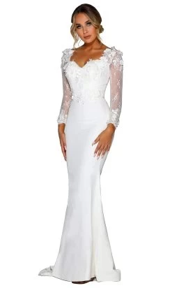 Portia And Scarlett - PS1906 Floral Lace Off-Shoulder Mermaid Dress