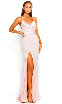Portia And Scarlett - PS1912 V Neck High Slit Long Train Mermaid Gown -Boutique Wedding Dress Store portia and scarlett ps1912 v neck high slit long train mermaid gown prom dresses 0 blush 14769420042323