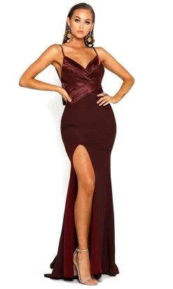 Portia And Scarlett - PS1912 V Neck High Slit Long Train Mermaid Gown