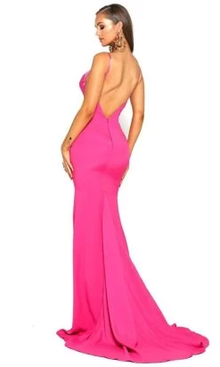 Portia And Scarlett - PS1912 V Neck High Slit Long Train Mermaid Gown -Boutique Wedding Dress Store portia and scarlett ps1912 v neck high slit long train mermaid gown prom dresses 14769419518035