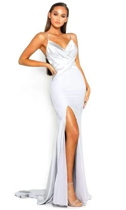 Portia And Scarlett - PS1912 V Neck High Slit Long Train Mermaid Gown -Boutique Wedding Dress Store portia and scarlett ps1912 v neck high slit long train mermaid gown prom dresses 14769419550803