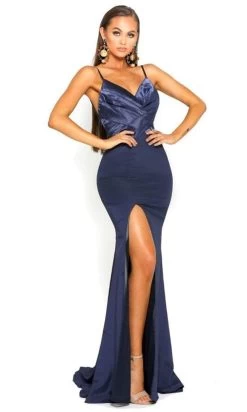 Portia And Scarlett - PS1912 V Neck High Slit Long Train Mermaid Gown -Boutique Wedding Dress Store portia and scarlett ps1912 v neck high slit long train mermaid gown prom dresses 14769420009555