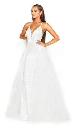 Portia And Scarlett - PS1982 Plunging V Neck Gown With Overskirt -Boutique Wedding Dress Store portia and scarlett ps1982 plunging v neck gown with overskirt wedding dresses 14769458708563