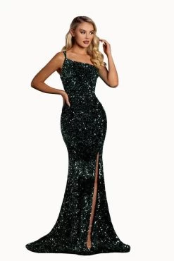 Portia And Scarlett - PS21012 One-Shoulder Sequin Slit Mermaid Gown 14 Portia And Scarlett - PS21012 One-Shoulder Sequin Slit Mermaid Gown -Boutique Wedding Dress Store portia and scarlett ps21012 one shoulder sequin slit mermaid gown prom dresses 0 emerald 30494345691219