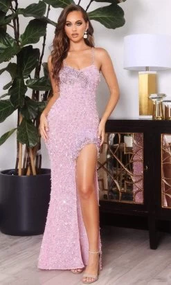 Portia And Scarlett - PS22423C Beaded Sleeveless High Slit Gown