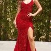 Portia And Scarlett - Ps22711 V Neck Slit Beaded Long Gown -Boutique Wedding Dress Store portia and scarlett ps22711 v neck slit beaded long gown evening dresses 18 red 29222184058963