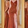 Portia And Scarlett - PS22801 Glittered V Neck Sheath Slit Gown -Boutique Wedding Dress Store portia and scarlett ps22801 glittered v neck sheath slit gown prom dresses 0 burnt orange 28684731088979