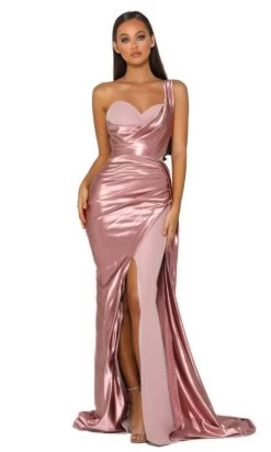 Portia And Scarlett - PS5021 One-Shoulder Sweetheart High Slit Gown