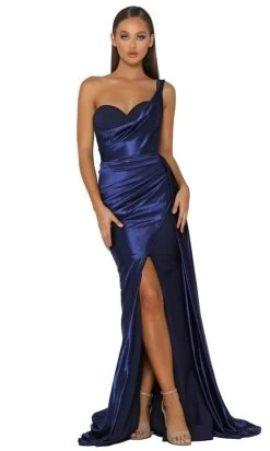 Portia And Scarlett - PS5021 One-Shoulder Sweetheart High Slit Gown -Boutique Wedding Dress Store portia and scarlett ps5021 one shoulder sweetheart high slit gown bridesmaid dresses 20 navy 28788396916819