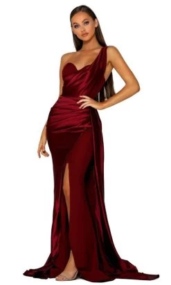 Portia And Scarlett - PS5021 One-Shoulder Sweetheart High Slit Gown -Boutique Wedding Dress Store portia and scarlett ps5021 one shoulder sweetheart high slit gown bridesmaid dresses 20 red 28788374863955
