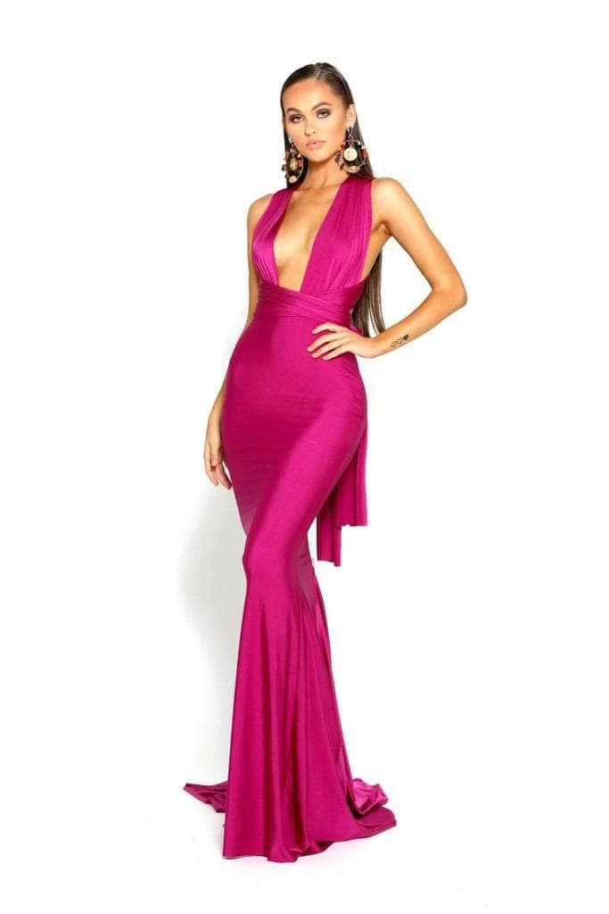 Portia And Scarlett PS6110 - Plunging Neck Sheath Formal Dress 3 Portia And Scarlett PS6110 - Plunging Neck Sheath Formal Dress