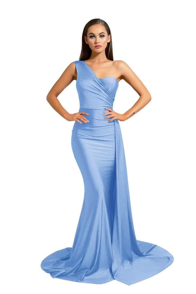 Portia And Scarlett - PS6321 One Shoulder Ruched Long Dress 3 Portia And Scarlett - PS6321 One Shoulder Ruched Long Dress