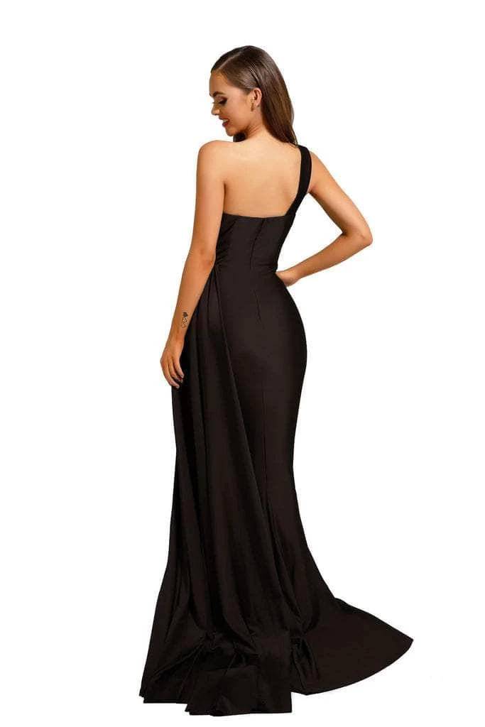 Portia And Scarlett - PS6321 One Shoulder Ruched Long Dress 7 Portia And Scarlett - PS6321 One Shoulder Ruched Long Dress - Image 5