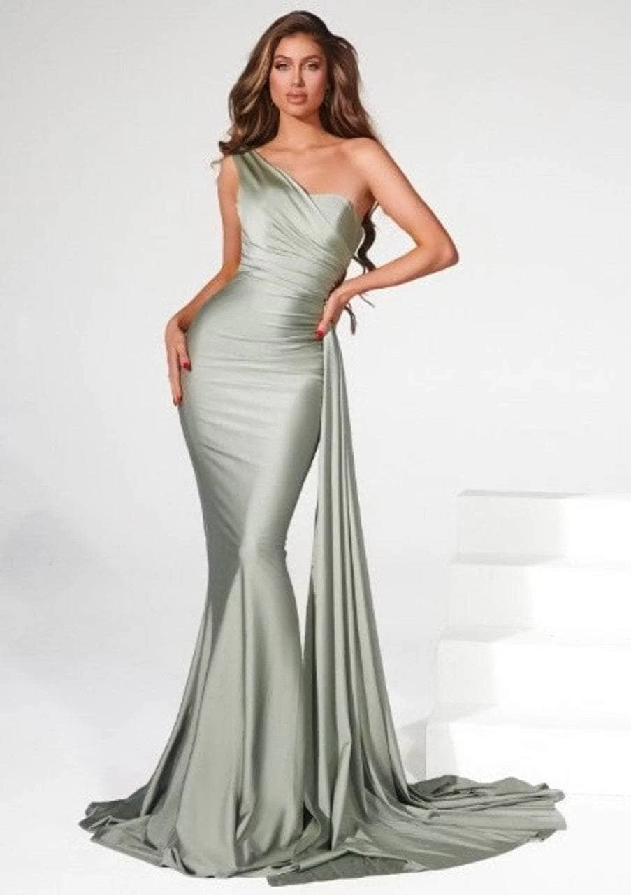 Portia And Scarlett - PS6321 One Shoulder Ruched Long Dress 15 Portia And Scarlett - PS6321 One Shoulder Ruched Long Dress - Image 13