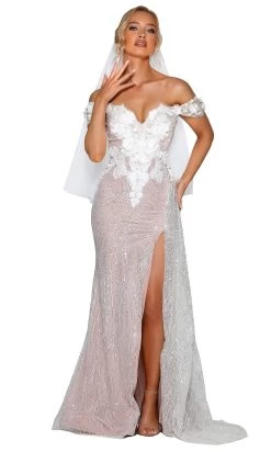 Portia And Scarlett - PSB6800 Off-Shoulder Floral Bridal Gown