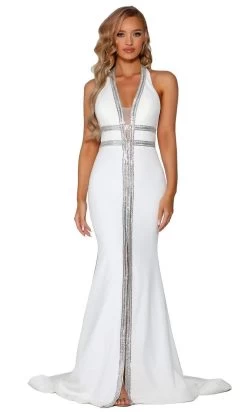 Portia And Scarlett - PSB6803 Halter V Neck Trumpet Gown