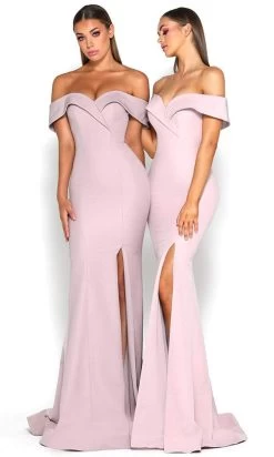 Portia And Scarlett - Rebecca Gown Off Shoulder High Slit Trumpet Gown -Boutique Wedding Dress Store portia and scarlett rebecca gown off shoulder high slit trumpet gown bridesmaid dresses 28128199606355