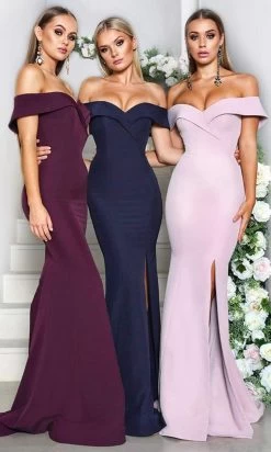Portia And Scarlett - Rebecca Gown Off Shoulder High Slit Trumpet Gown -Boutique Wedding Dress Store portia and scarlett rebecca gown off shoulder high slit trumpet gown bridesmaid dresses 28133342183507