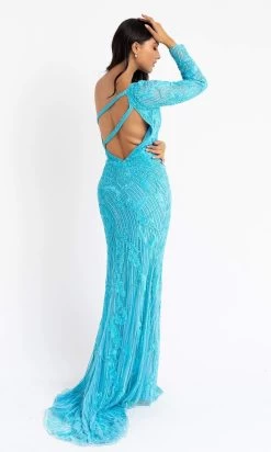 Primavera Couture - 3759 Glamorous Fully Beaded One Shoulder Long Sleeve Evening Gown -Boutique Wedding Dress Store primavera couture 3759 glamorous fully beaded one shoulder long sleeve evening gown special occasion dress 29509995135059