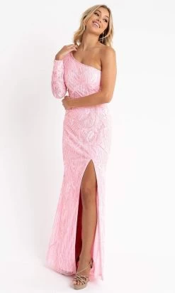 Primavera Couture - 3759 Glamorous Fully Beaded One Shoulder Long Sleeve Evening Gown -Boutique Wedding Dress Store primavera couture 3759 glamorous fully beaded one shoulder long sleeve evening gown special occasion dress 29510056869971