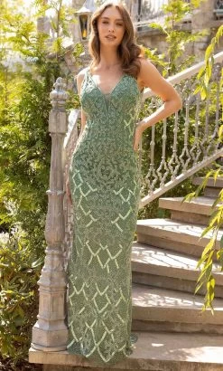 Primavera Couture 3903 - Beaded Sleeveless Prom Dress -Boutique Wedding Dress Store primavera couture 3903 beaded sleeveless prom dress special occasion dress 000 sage green 31746501214291