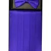 Purple Silk Satin Cummerbund And Bow Tie Set