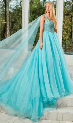 Rachel Allan 50156 - Bedazzled Asymmetric Evening Gown