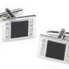 Rectangle Silver Cufflinks With Black Slate And Crystals -Boutique Wedding Dress Store rectangle silver cufflinks with black slate and crystals mens cufflinks abc fashion 724806