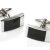 Rectangle Silver Cufflinks With Black Slate -Boutique Wedding Dress Store rectangle silver cufflinks with black slate mens cufflinks abc fashion 954489