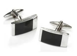 Rectangle Silver Cufflinks With Black Slate 3 Rectangle Silver Cufflinks With Black Slate