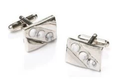 Rectangle Silver Cufflinks With Clear Crystals