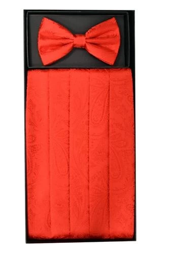 Red Paisley Cummerbund And Bow Tie Set 3 Red Paisley Cummerbund And Bow Tie Set