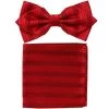 Red Striped Bow Tie With Pocket Square (Pointed Tip) 1 Red Striped Bow Tie With Pocket Square (Pointed Tip) -Boutique Wedding Dress Store red striped bow tie with pocket square pointed tip mens bow ties vesuvio napoli 133031
