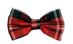 Red/Black Plaid Bow Ties With Matching Pocket Squares