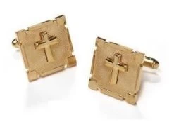 Religious Gold Cufflinks With Cross