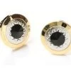Round Gold Cufflinks With Black Stone And Clear Crystals -Boutique Wedding Dress Store round gold cufflinks with black stone and clear crystals mens cufflinks abc fashion 191518
