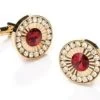 Round Gold Cufflinks With Red Gem And Clear Crystals -Boutique Wedding Dress Store round gold cufflinks with red gem and clear crystals mens cufflinks abc fashion 543783