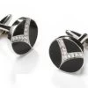 Round Silver And Black Cufflinks With Clear Crystals -Boutique Wedding Dress Store round silver and black cufflinks with clear crystals mens cufflinks abc fashion 906889