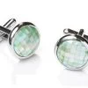 Round Silver Cufflinks With Green Mosaic -Boutique Wedding Dress Store round silver cufflinks with green mosaic mens cufflinks abc fashion 316369