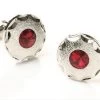 Round Silver Cufflinks With Red Crystal -Boutique Wedding Dress Store round silver cufflinks with red crystal mens cufflinks abc fashion 202722
