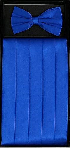 Royal Blue Silk Satin Cummerbund And Bow Tie Set