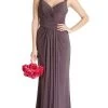 Aspeed Design - Ruched V-neck Evening Fitted Dress -Boutique Wedding Dress Store ruched v neck evening fitted dress bridesmaid dresses 28903347552339