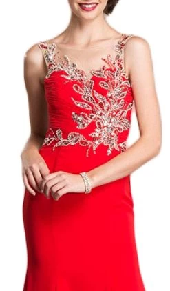 Aspeed Design - Sheer Sleeveless Embellished Evening Gown -Boutique Wedding Dress Store sheer sleeveless embellished evening gown evening dresses 28977497079891